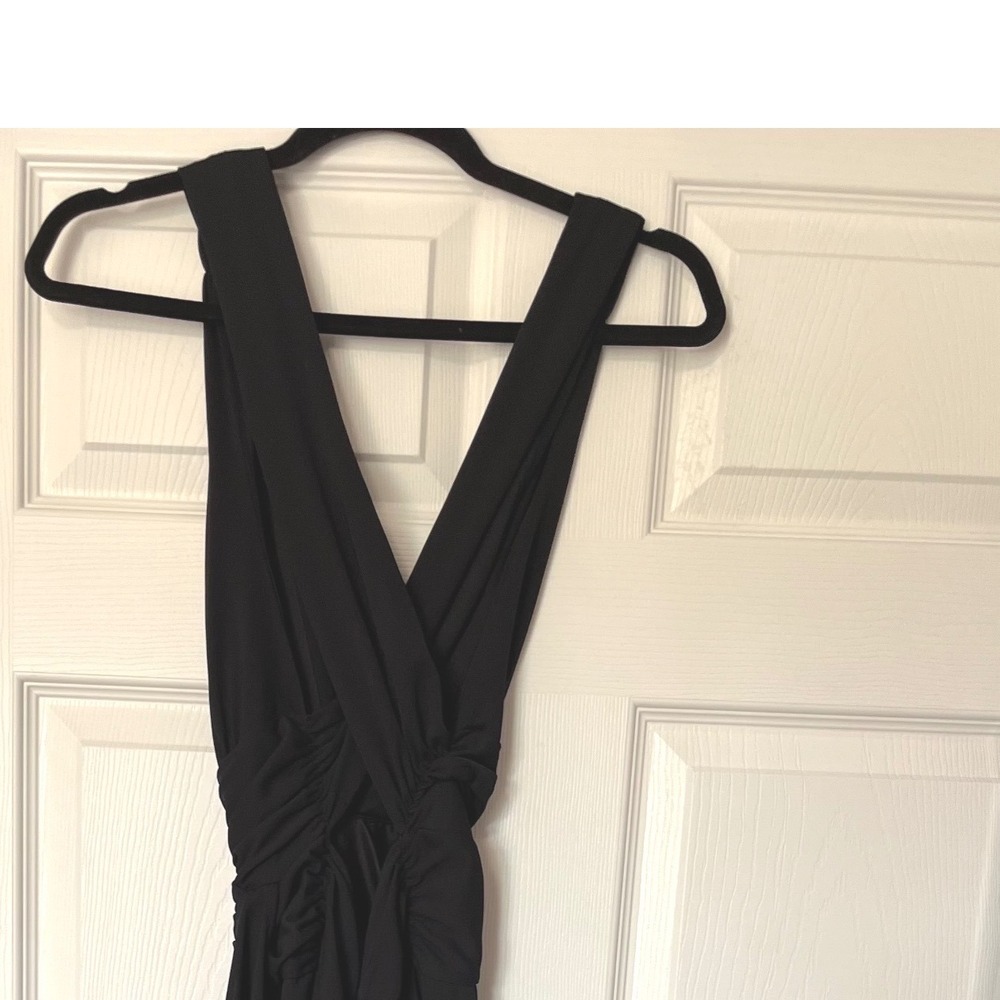 White House Black Market Black Wrap Midi Dress V-Neck Crisscross Back Size 6 - Picture 2 of 11